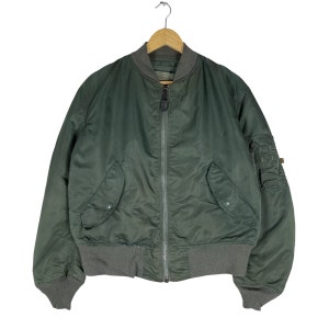ALPHA INDUSTRIES Flight MA-1 Bomber Jacket Green Flyers Military Size Medium