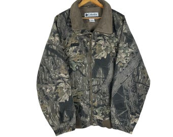 Vintage Columbia Mossy Oak Real Tree Camo Light Jacket Hunting Camouflage Size XL