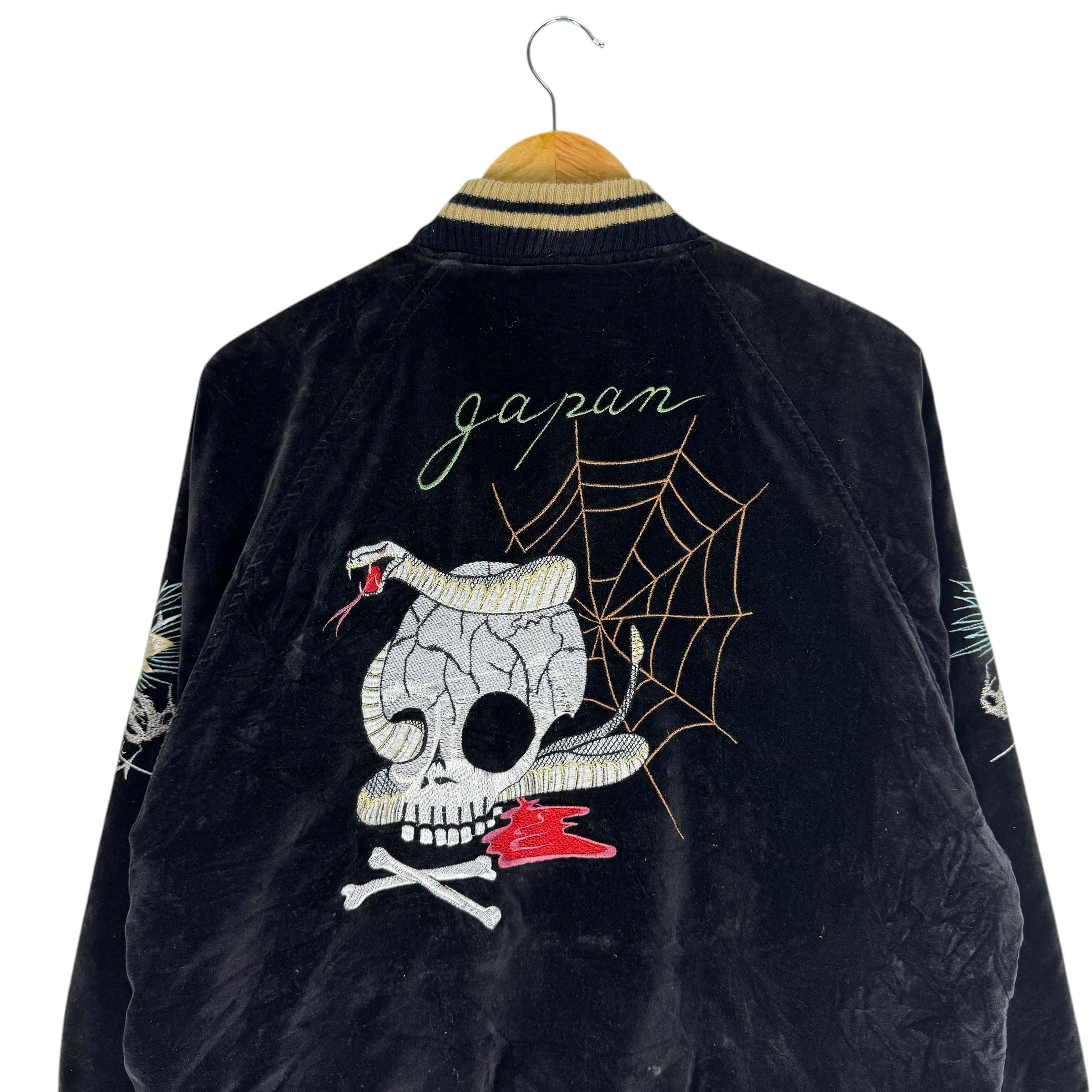 Vintage Houston Japan Velvet Sukajan Jacket: Skull Snake