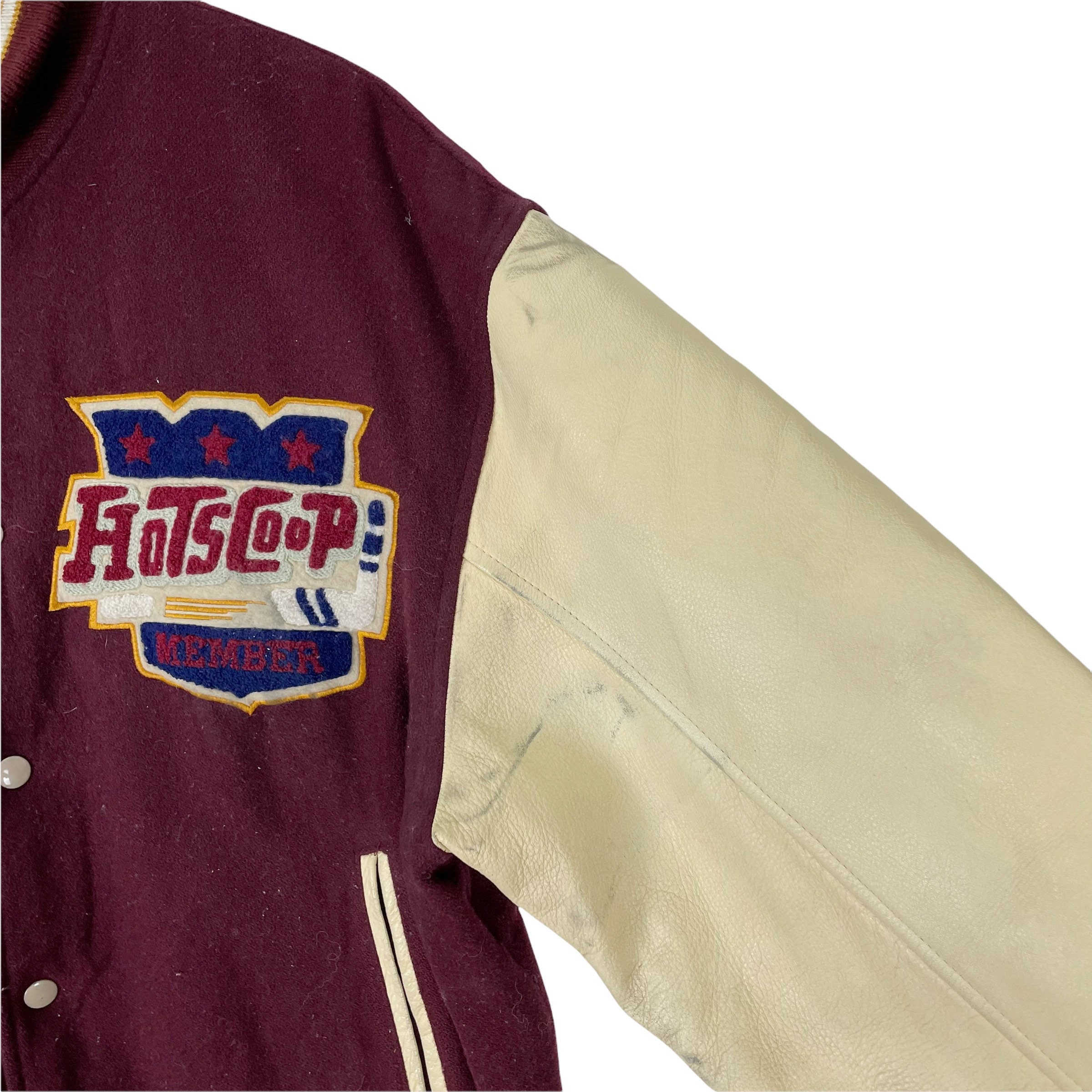 Vintage 90s Hot Scoop College NHL Hockey Varsity Leather Jacket