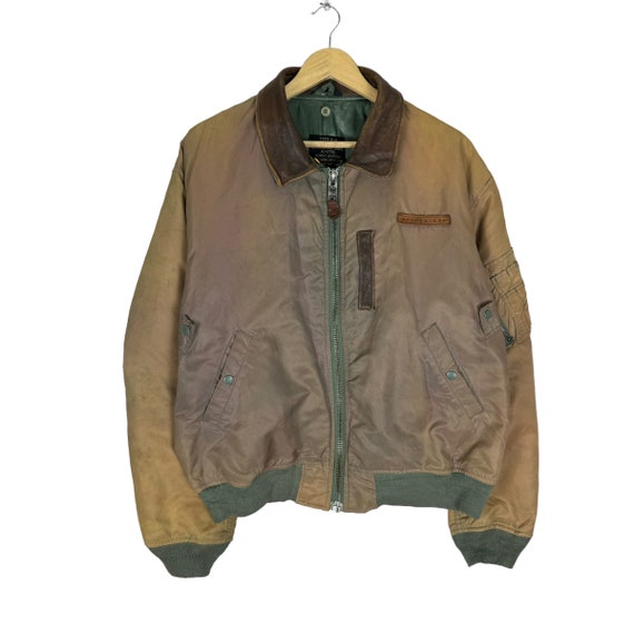 Vintage AVIREX B-15 Bomber Jacket - Leather Collar, Nylon