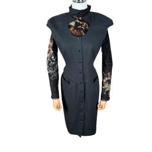 Vintage 90s THIERRY MUGLER Sleeveless Snap Button Dress Black Colour Size Small