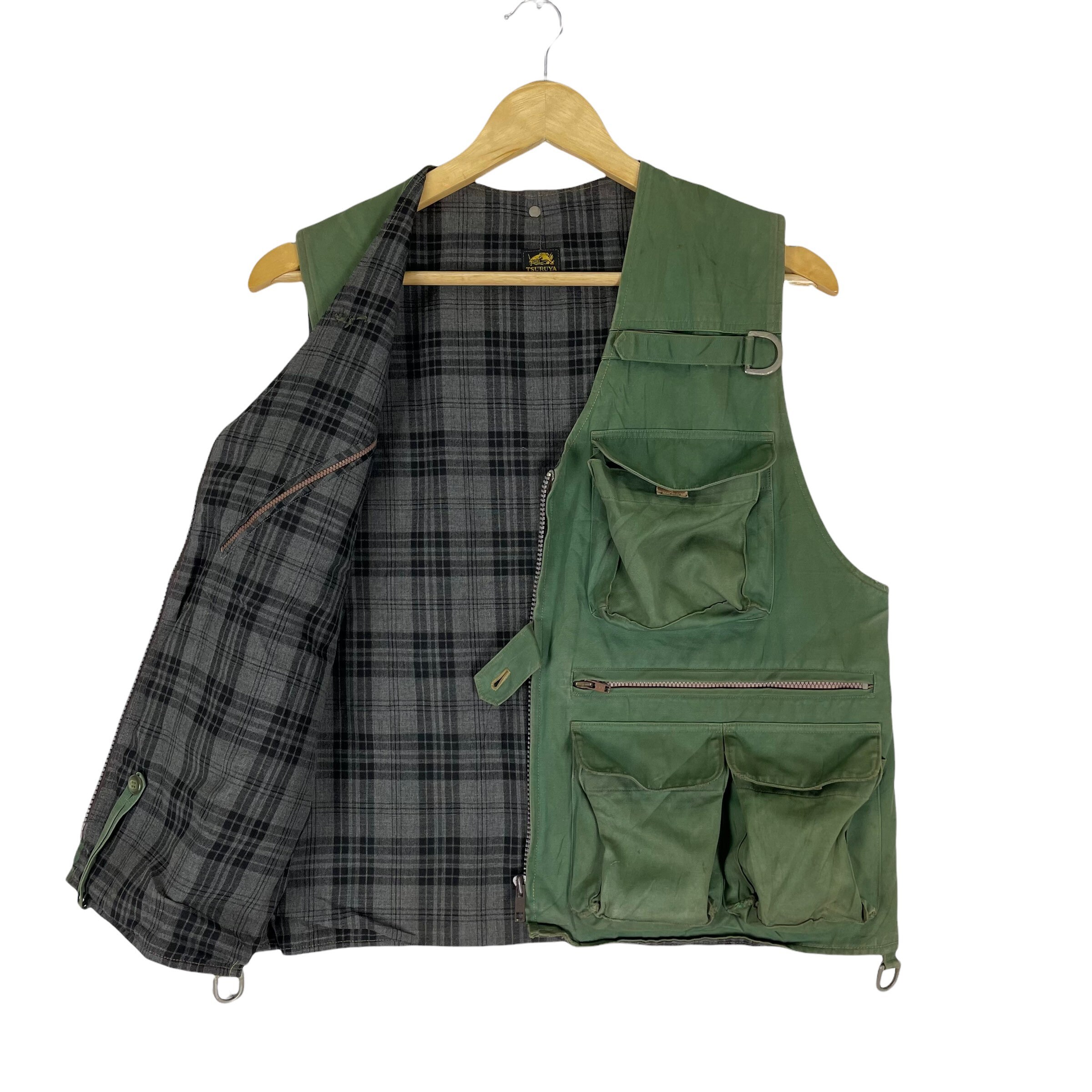 Tsuraya Fishing Gear Vest Multi Pocket Fishing Gear Tactical Green