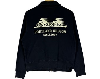 Langlitz Leather Portland Oregon Motorcycle Zipper Sweatshirt Sweater Black Colour Size Medium