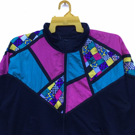 Vintage 80s LAVON Petites Zipper Jacket Multi Colour Block Vintage 80s LAVON Petites Zipper Jacket Multi Colour Block