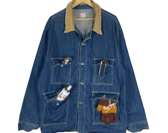 Vintage 90s Pointer Brand Denim Jeans Blue Colour Workwear Jacket
