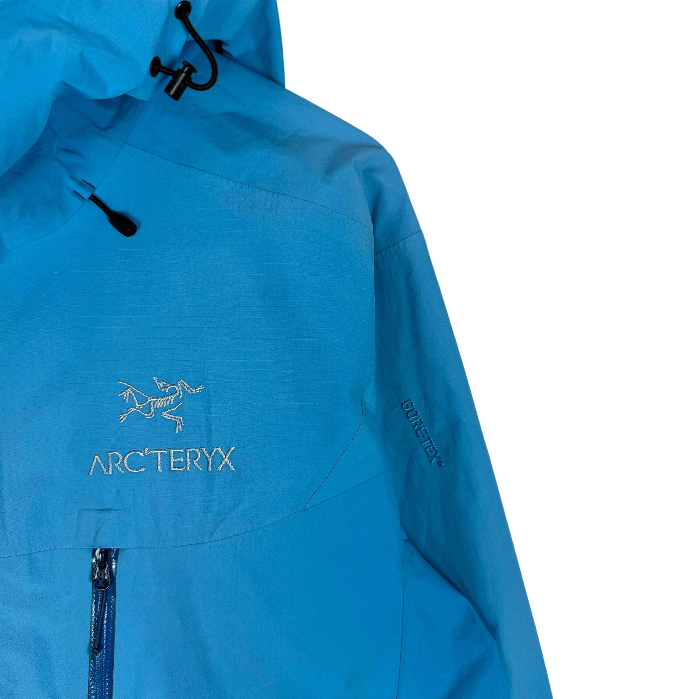 Arcteryx Goretex Hoodie Windbreaker Zipper Jacket Blue Colour Size