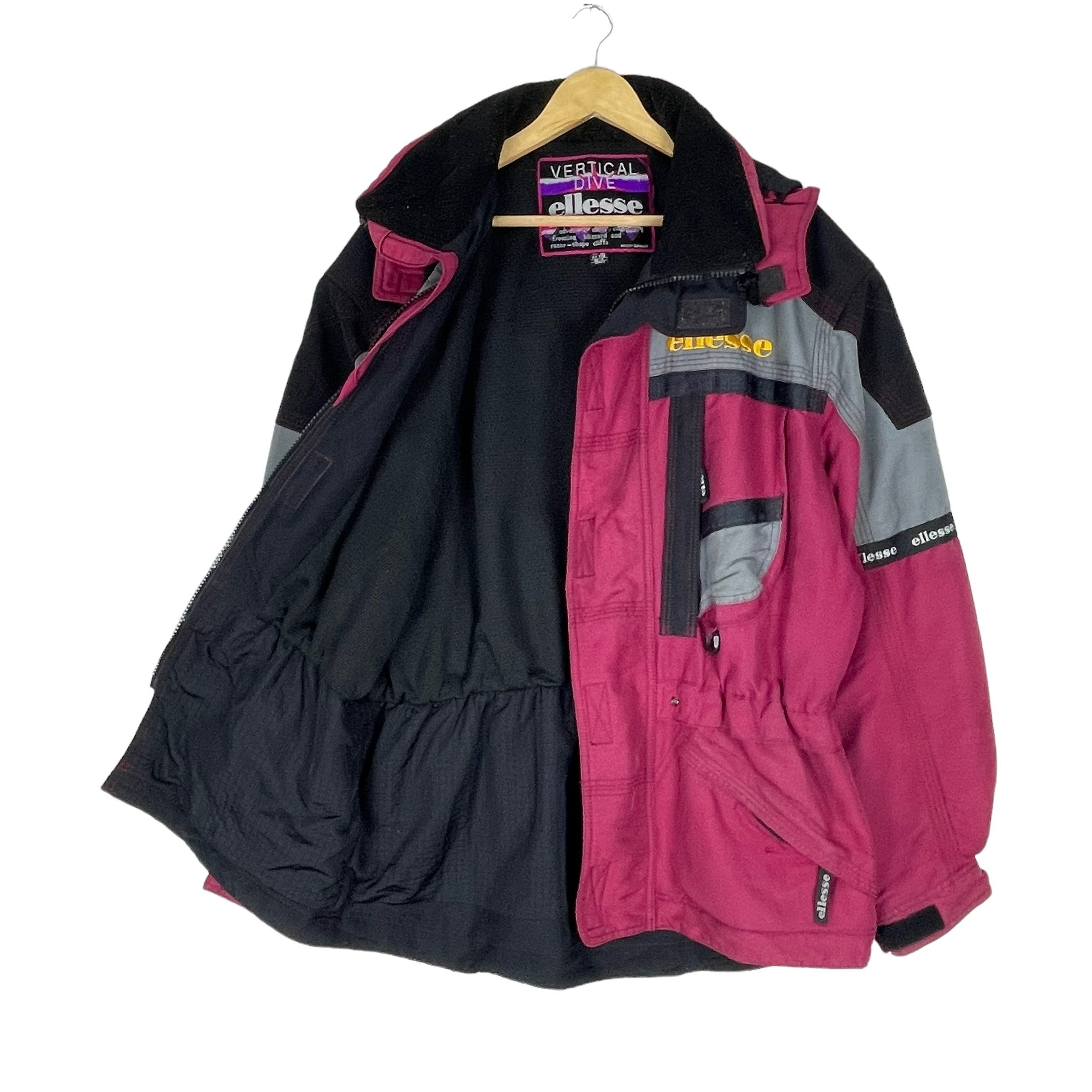 Vintage 90s Ellesse Ski Jacket: Vertical Dive Racing Hoodie, Multi