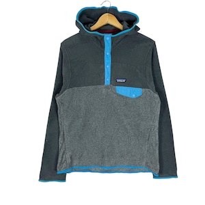 Patagonia Synchilla Hoodie Fleece Sweatshirt Snap Button Mountain Single Pocket Grey Colour Sweater Size Small