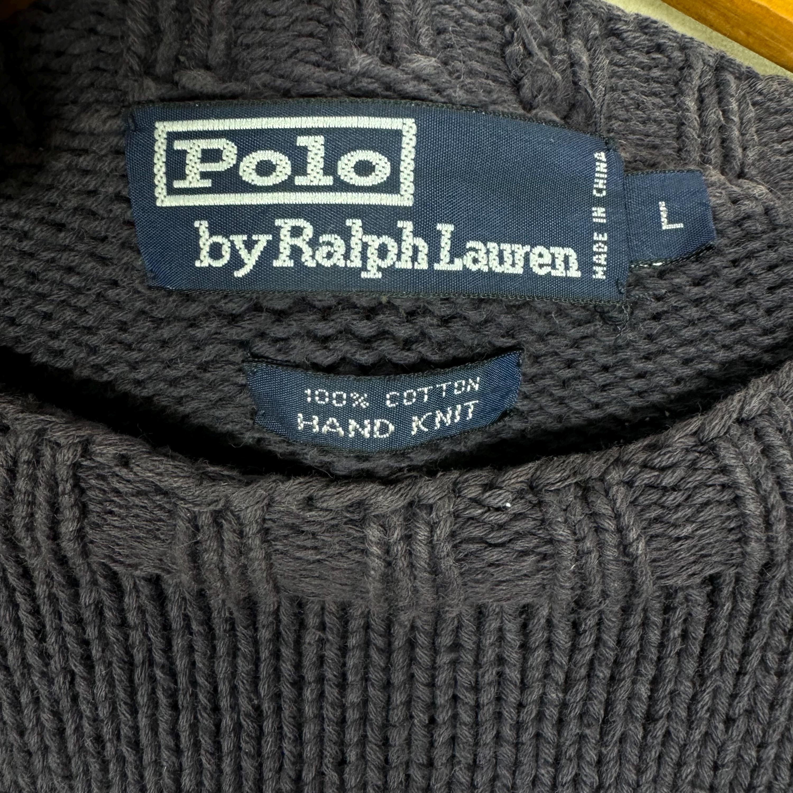 Vintage 90s Polo Ralph Lauren Bear Knitwear Hand Knit Sweater Navy
