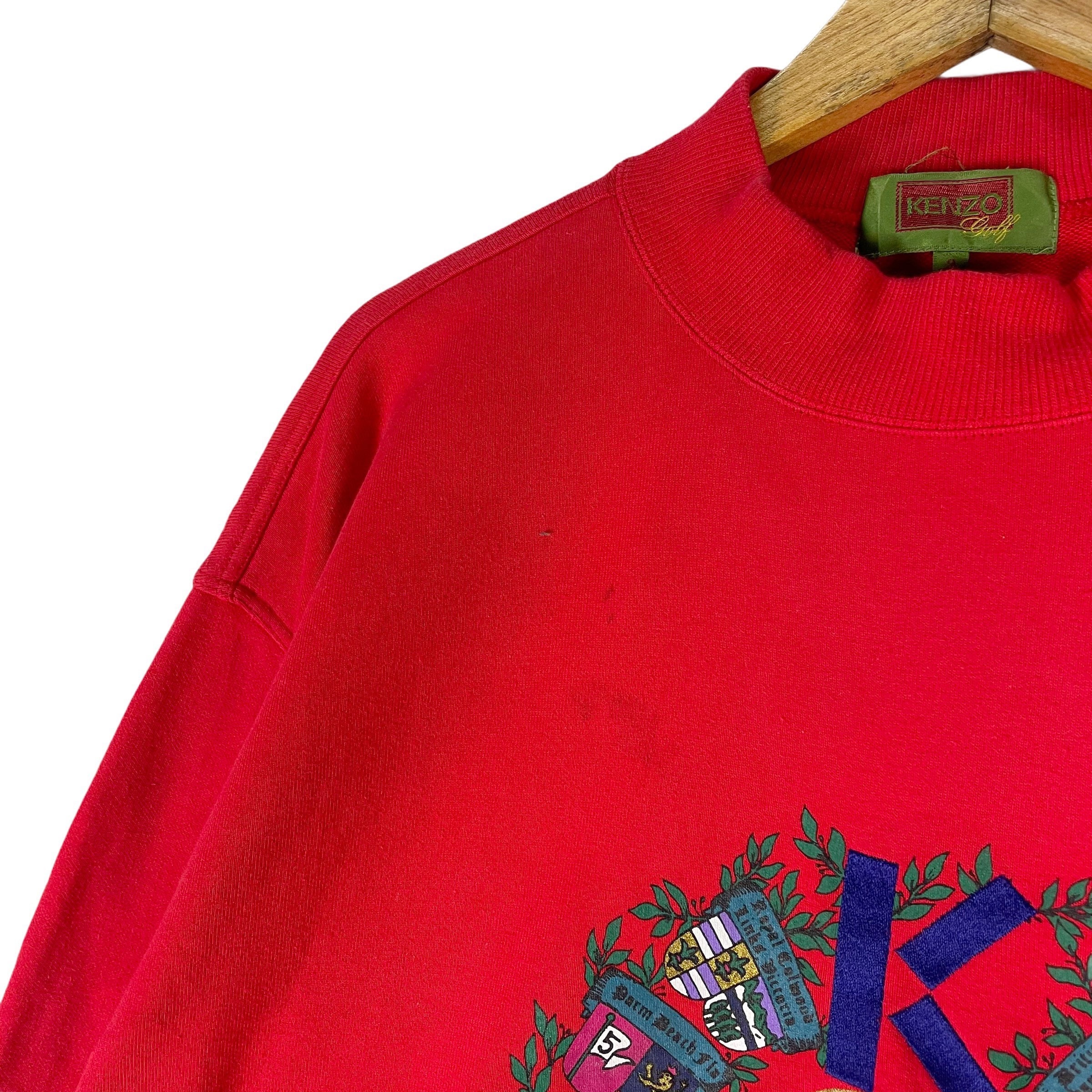 KENZO ゴルフ 刺繍入り スウェットシャツ クルーネック レッドカラー 