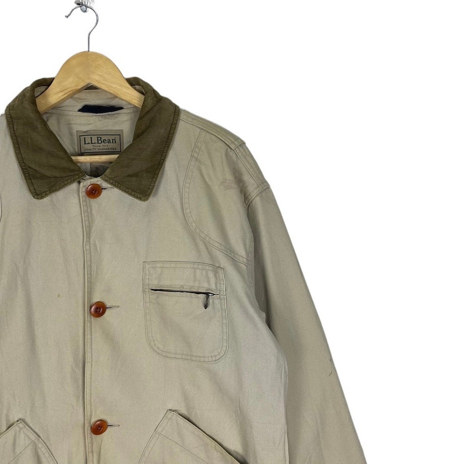 70s-80'S LLBean Duck Hunting Jacket, Men's Size XL unclear Beige type Vintage Second Hand