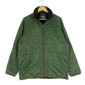 BARBOUR Polar Quilts Guilted Jacket Zipper Down Winter Ski Hiking Fashion Style Green Colour Size Large image 2