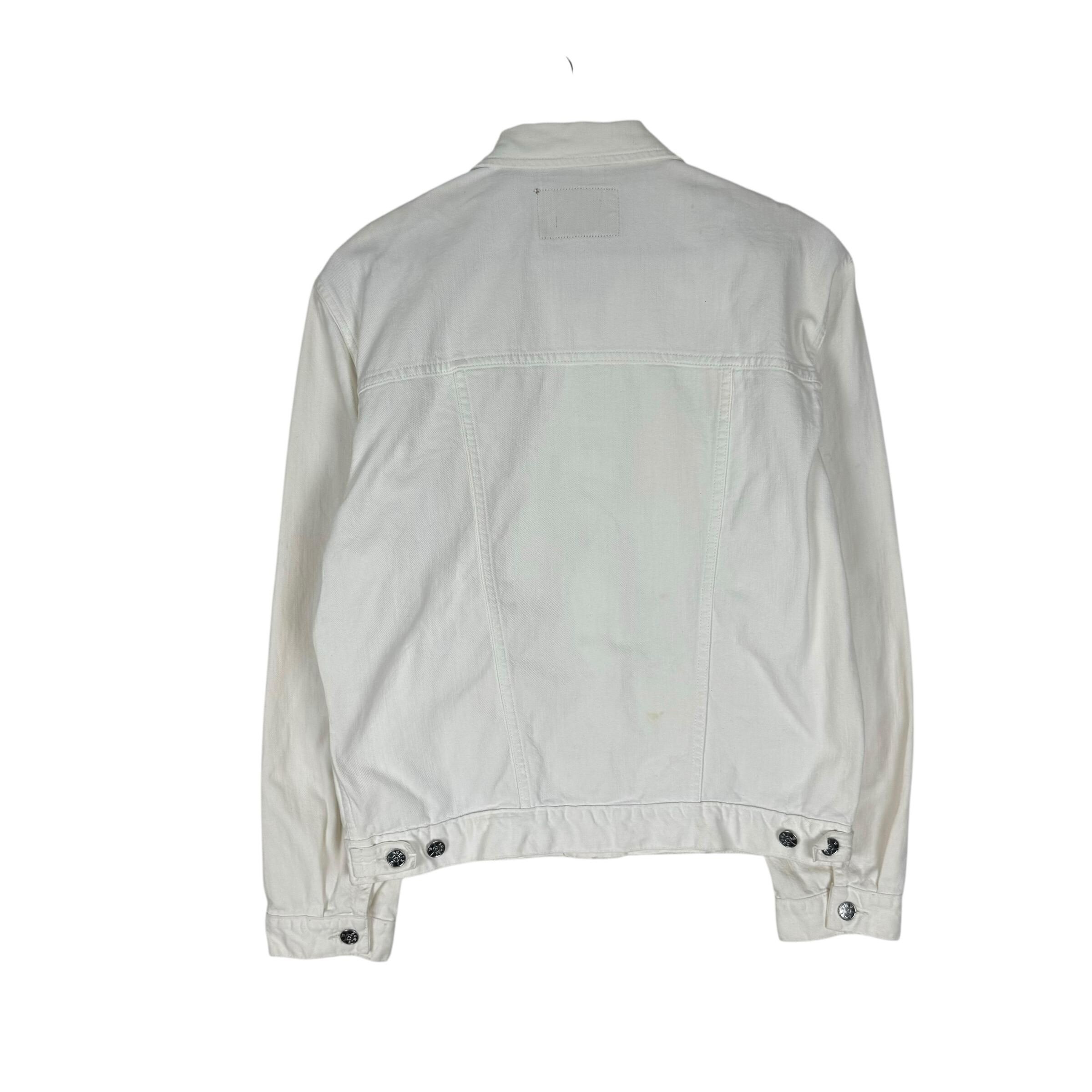 Vintage 90s AGNES B Homme Trucker Denim Jacket White Colour Size