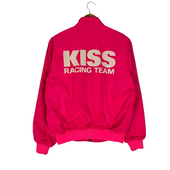 KISS RACING キスレーシングジャケット LL Vintage 90s Kiss Racing Team Light Jacket Zipper Sweater Pink