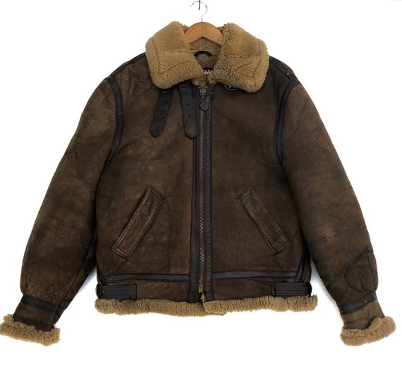 Wilda Mens B-3 Bomber Leather Jacket Faux Fur Throughout