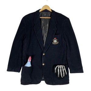 90s EMPORIO ARMANI Classic Gold Button Batch Blazer Coat Black Colour Size 50
