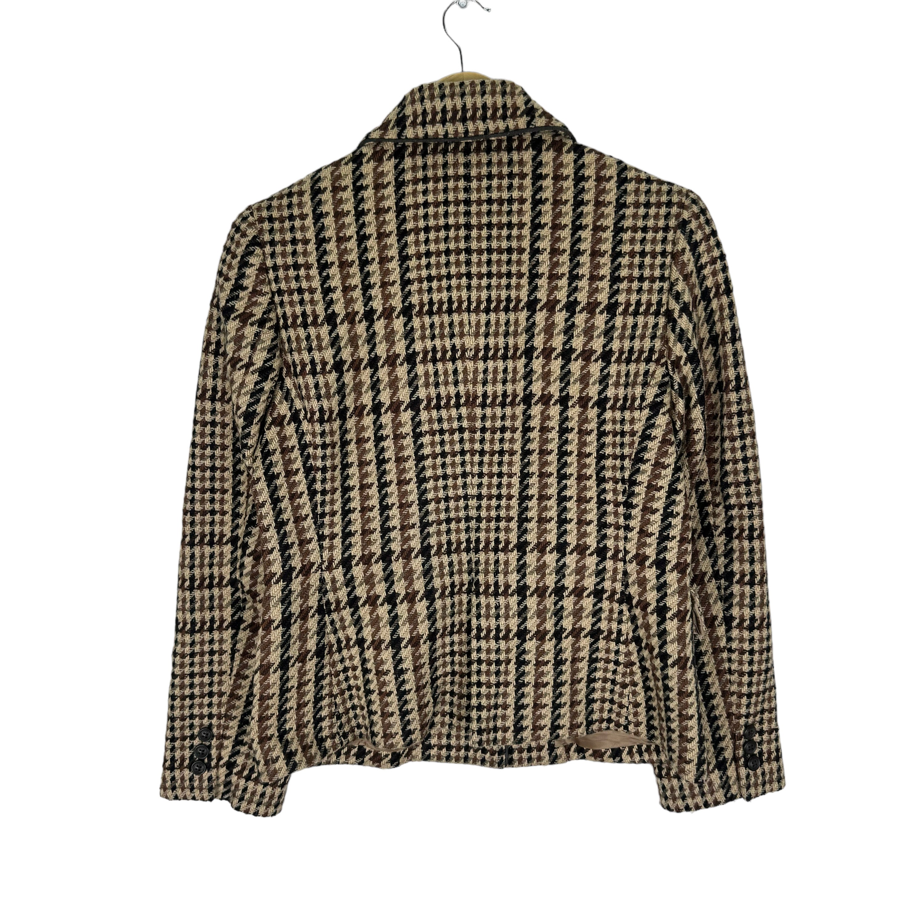 Vintage 90s Daks London Wool Jacket Nova Check Plaids Brown Colour