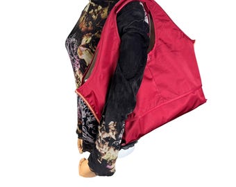 Agnes B. Voyage Red Nylon Slouchy Hobo Shoulder Bag – Lightweight Tote Purse