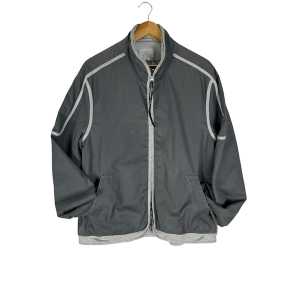 Vintage 90s ARMANI Exchange Bomber Zipper Jacket Grey Colour Size