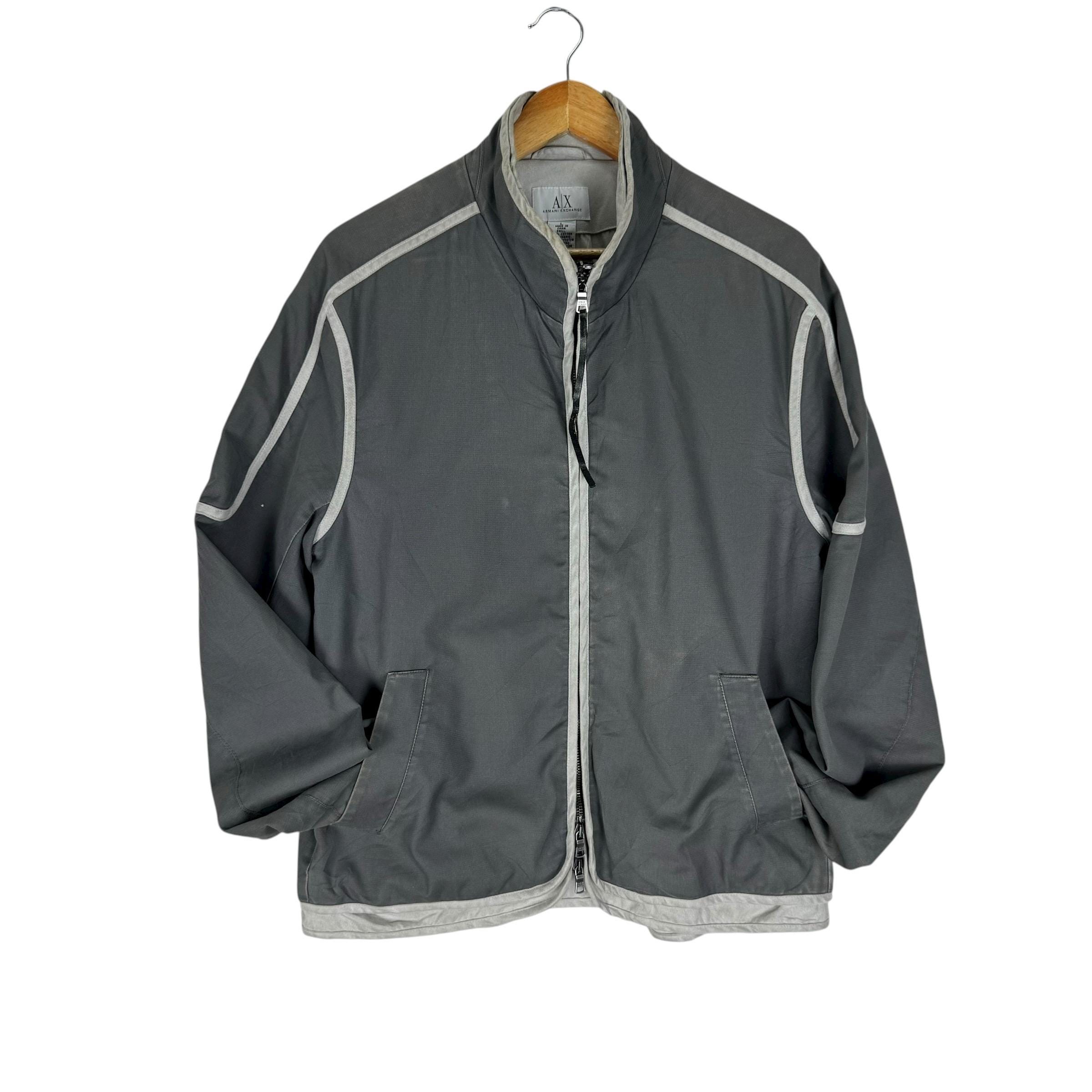Vintage 90s ARMANI Exchange Bomber Zipper Jacket Grey Colour Size