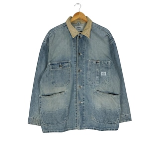 Vintage 90s Big John Dungarees Denim Workwear Jacket Blue Colour Size Large