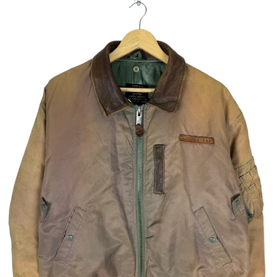 ジャケット・アウター VINTAGE AVIREX B-15 LEATHER Vintage AVIREX B-15 Bomber Jacket - Leather Collar, Nylon Flight