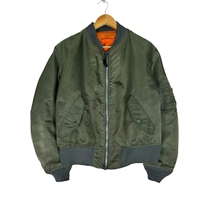 ALPHA INDUSTRIES Flight MA-1 Reversible Bomber Jacket Green Flyers Military Size Medium