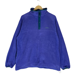 Vintage 90er Jahre LL BEAN Fleece Sweatshirt Halbe Taste Blau Farbe Berge Kleidung Grösse Medium