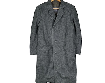 Burberrys ウール　コート　ノバチェック柄 レトロボタン ジャケット 美品！Burberrys コート ノバチェック 金ボタンフード 38 ネイビー