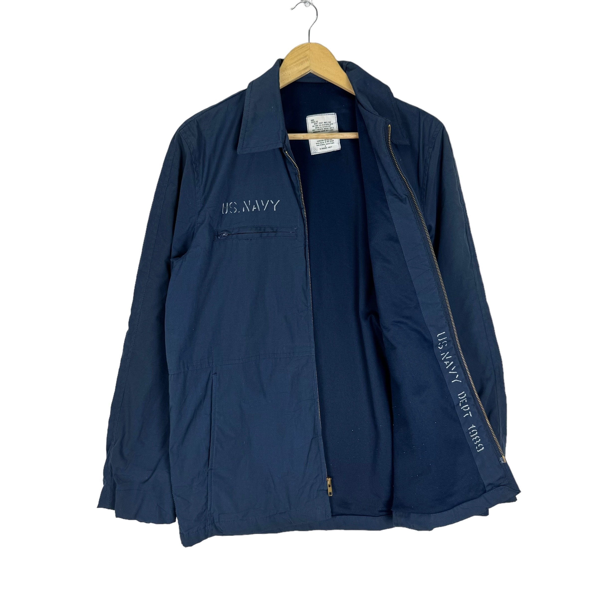 Vintage 80s VANDERBILT Usn Dept Ultility Jacket Navy Colour 