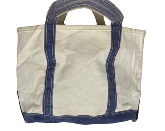 Vintage 90s LL Bean Boat and Tote Bag Navy Blue Canvas Vintage 90s LL Bean Boat and Tote Bag Navy Blue Canvas
