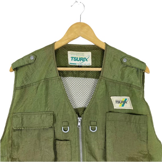 TwoNineVintageStore Tsurix Fishing Gear Vest Multi Pocket Fishing Gear Tactical Geeen Multiple Pockets Outdoor Activewear Sportsmen Size Large