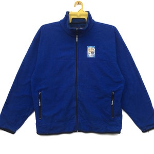 Vintage 90s Suntory Boss Coffee Fleece Sweatshirt Full Zipper Embroidery Small Logo Tommy Lee Jones Sweater Size Medium