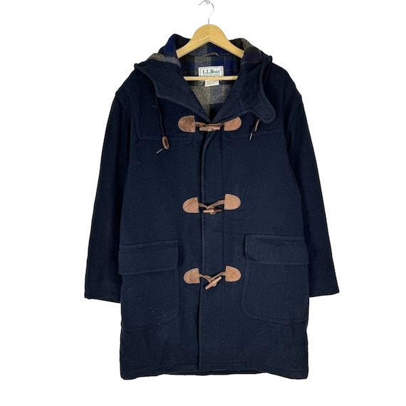 Vintage 90s LL BEAN Duffle Coat Hoodie Jacket Wool Blue Colour Sweater Size Small Etsy Australia