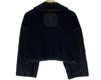 Issey Miyake Sashiko Boro Jacket: Knitted Wool Cropped Coat (M) - Etsy