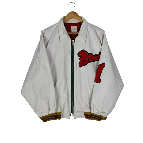 Vintage 90s Burkey Mills Champs Varsity Jacket Paisley White Colour Size Medium View 2