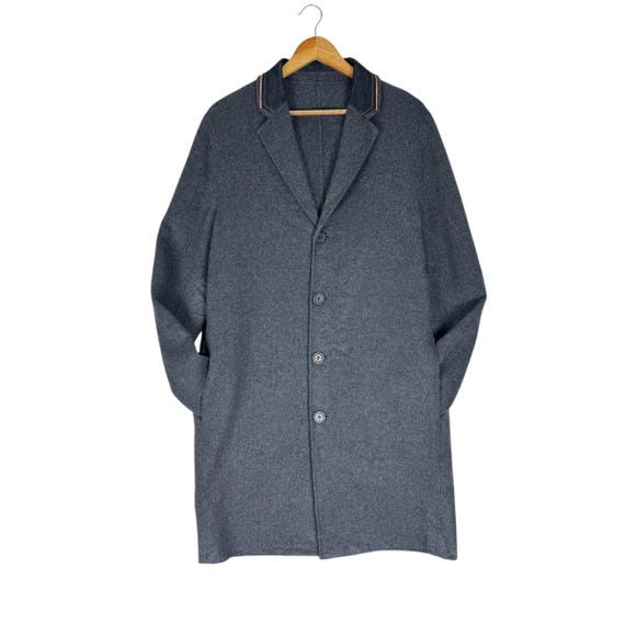 Emporio Armani, 90s EMPORIO ARMANI Wool Long Coat Jacket Grey Colour Size M