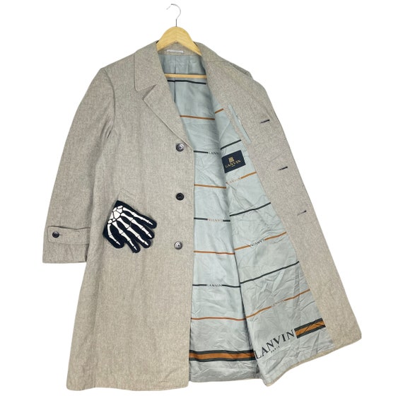LANVIN Monogram Inside Trench Coat Jacket Light Grey Colour -  Norway