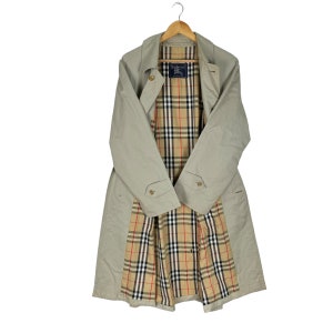 Vintage 90s Burberrys England Jacket Inside Nova Check Plaid Pattern Parka Overcoat