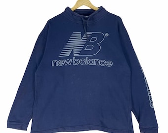 Sudadera New Balance vintage de los 90: logotipo grande estampado, mezcla de algodón.