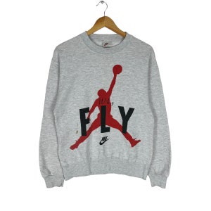 Vintage 90s Nike Michael Jordan Jump Dunk Sweatshirt Chicago Bulls Basketball Grey Colour Sweater Size Medium