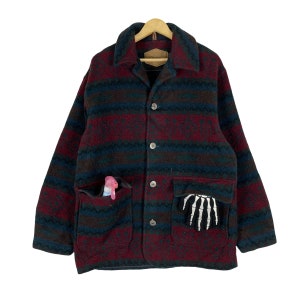 Vintage 90s Woolrich Aztec Wool Light Zipper Jacket Native Navajo Multicolour Size Medium