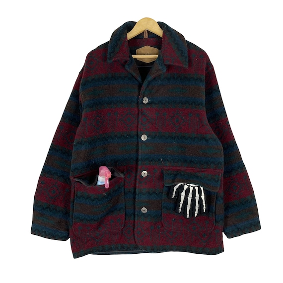 ジャケット・アウター 90s Woolrich Native pattern Half Coat Vintage 90s Woolrich Aztec Wool Light Zipper Jacket Native Navajo