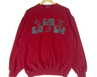 Mickey Mouse Sweatshirt Disney Cartoon Sweater Red Colour Crewneck Size Large