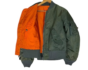 Vintage 90s ALPHA INDUSTRIES Reversible Flight MA-1 Bomber Jacket