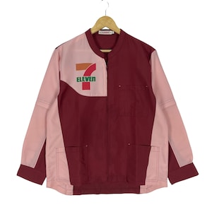 Vintage 70s 7 Eleven Shirt Button Collar Pink Colour Size Medium