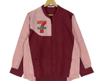 Vintage 70s 7 Eleven Shirt Button Collar Pink Colour Size Medium
