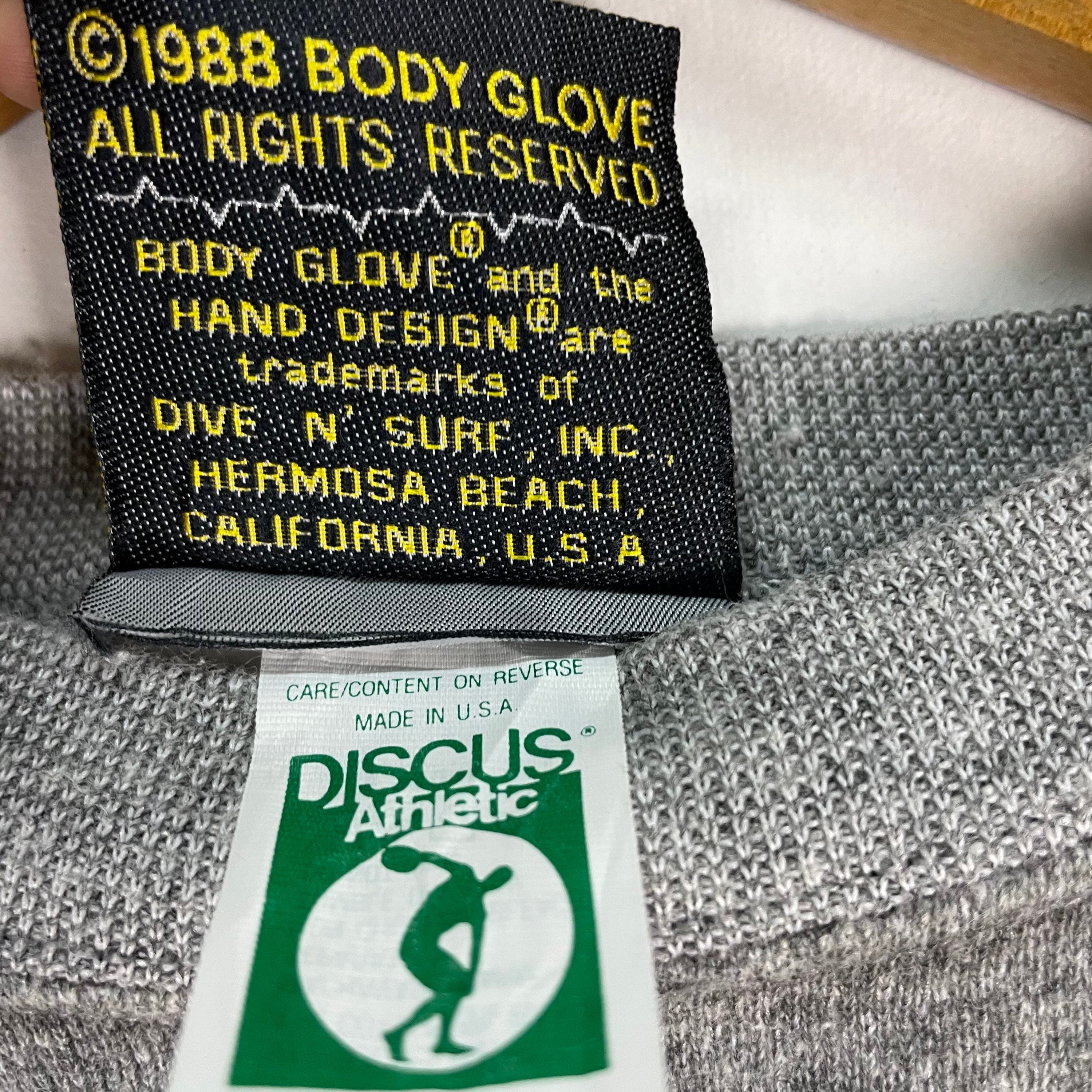 Vintage 80s Body Glove Sweatshirt: Grey Crewneck, Large Logo