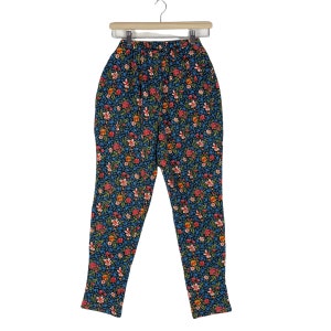 Vintage 90s Norma Kamali Flowers Floral Full Print Jogger Pants